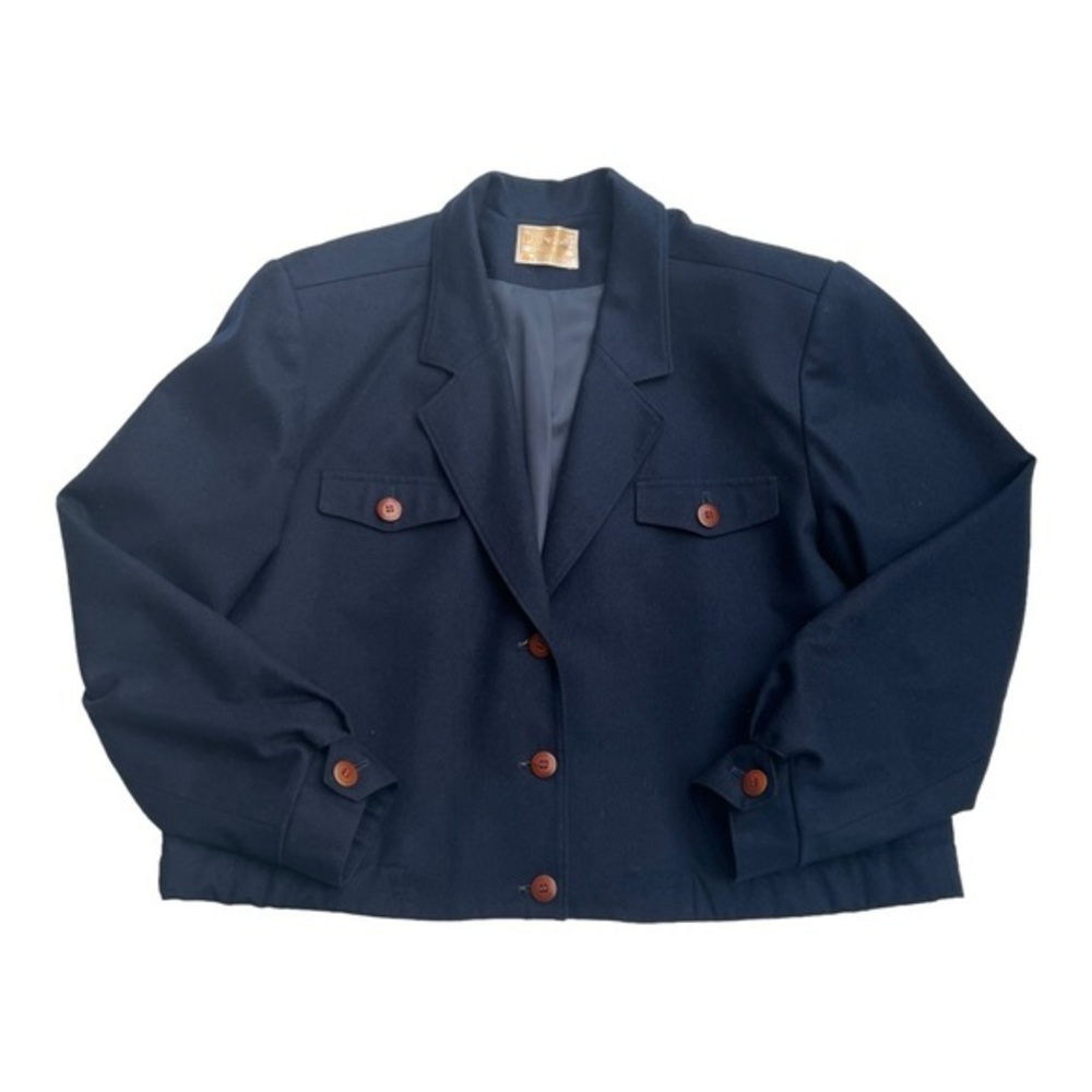 Pendleton Vintage‎ Navy Blue Cropped Wool Coat Size 14